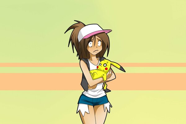 Erika mit Pikachu aus dem Pokemon-Cartoon