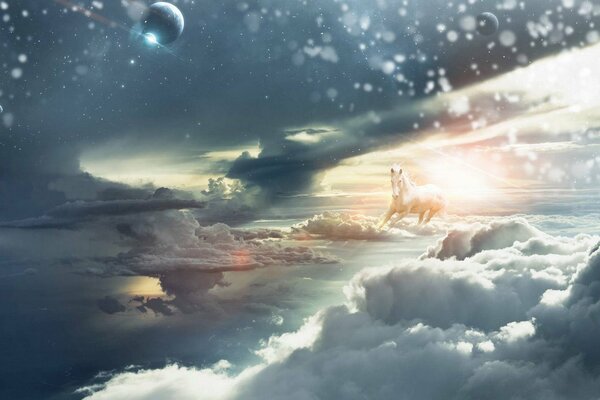 El universo cósmico. Unicornio en las nubes