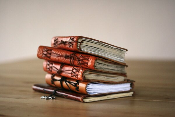 Leather-bound diaries with laces