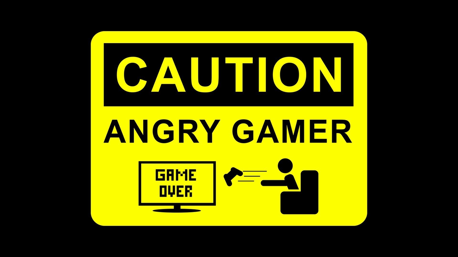 caution warning a sign joystick game over