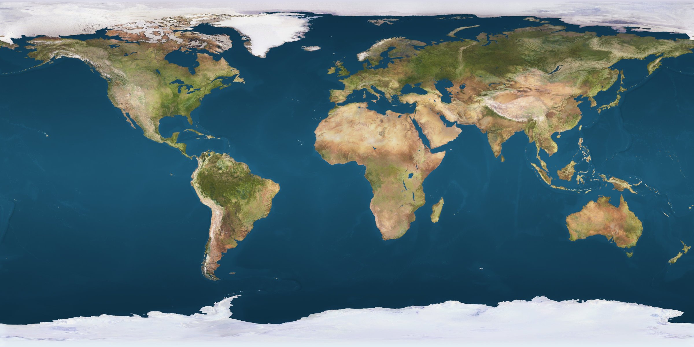 terre continents océans carte physique