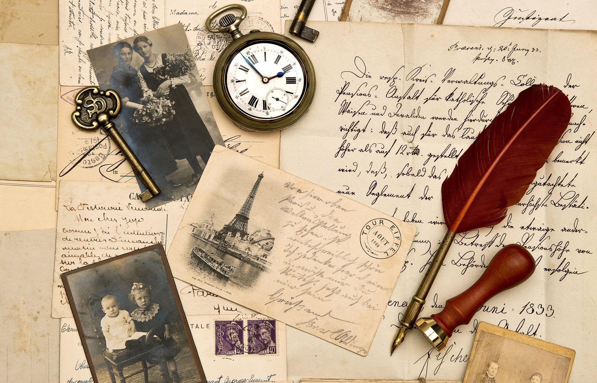 jahrgang jahrgang briefe altes papier fotografie sepia stift stempel uhr schlüssel