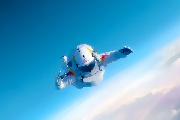 Astronaute en costume blanc dans le ciel