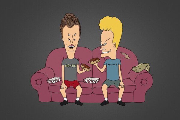 Beavis and badhead are sitting on the couch