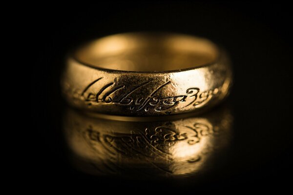 The Ring of omnipotence from the Lord of the Rings on a black background