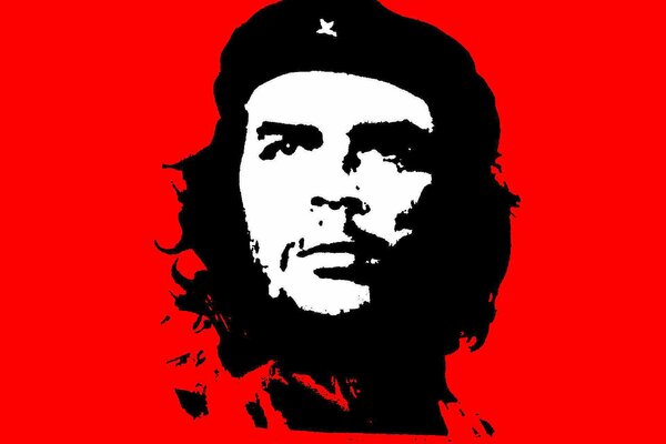 Retrato del Che Guevara en estilo graffiti sobre fondo rojo