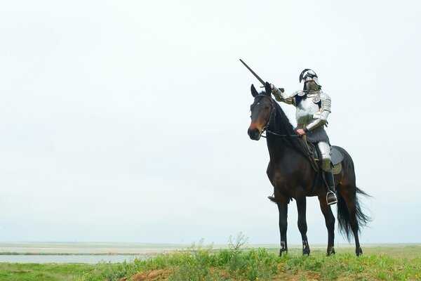 A beautiful Knight in armor on a horse