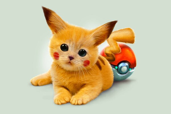 Gatito rojo estilizado como Pikachu