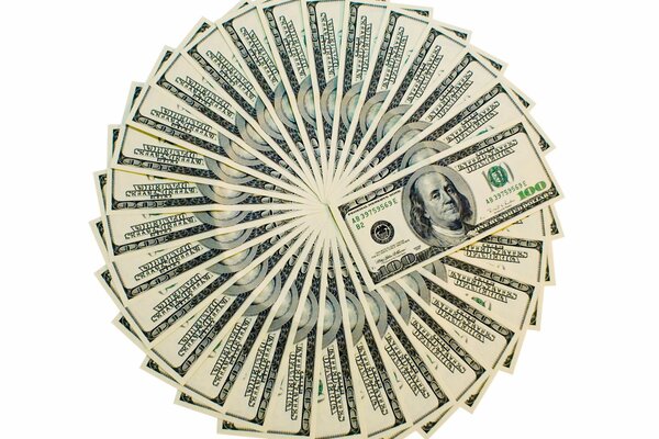 A picture of dollars laid out in a circle