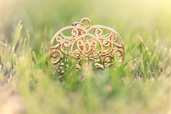 Joli pendentif dans l herbe fraîche