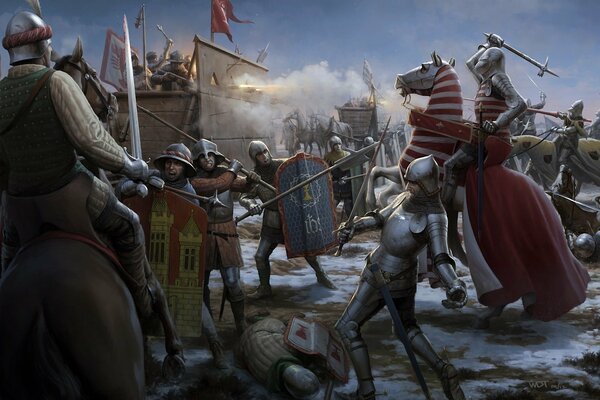 Средневековые войны с оружием мечом и копьем
