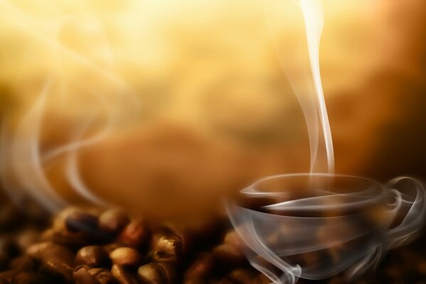 Gentle image of a cup of coffee in the form of smoke