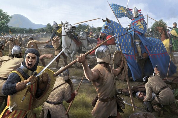 Средневековая битва на копьях и мечах