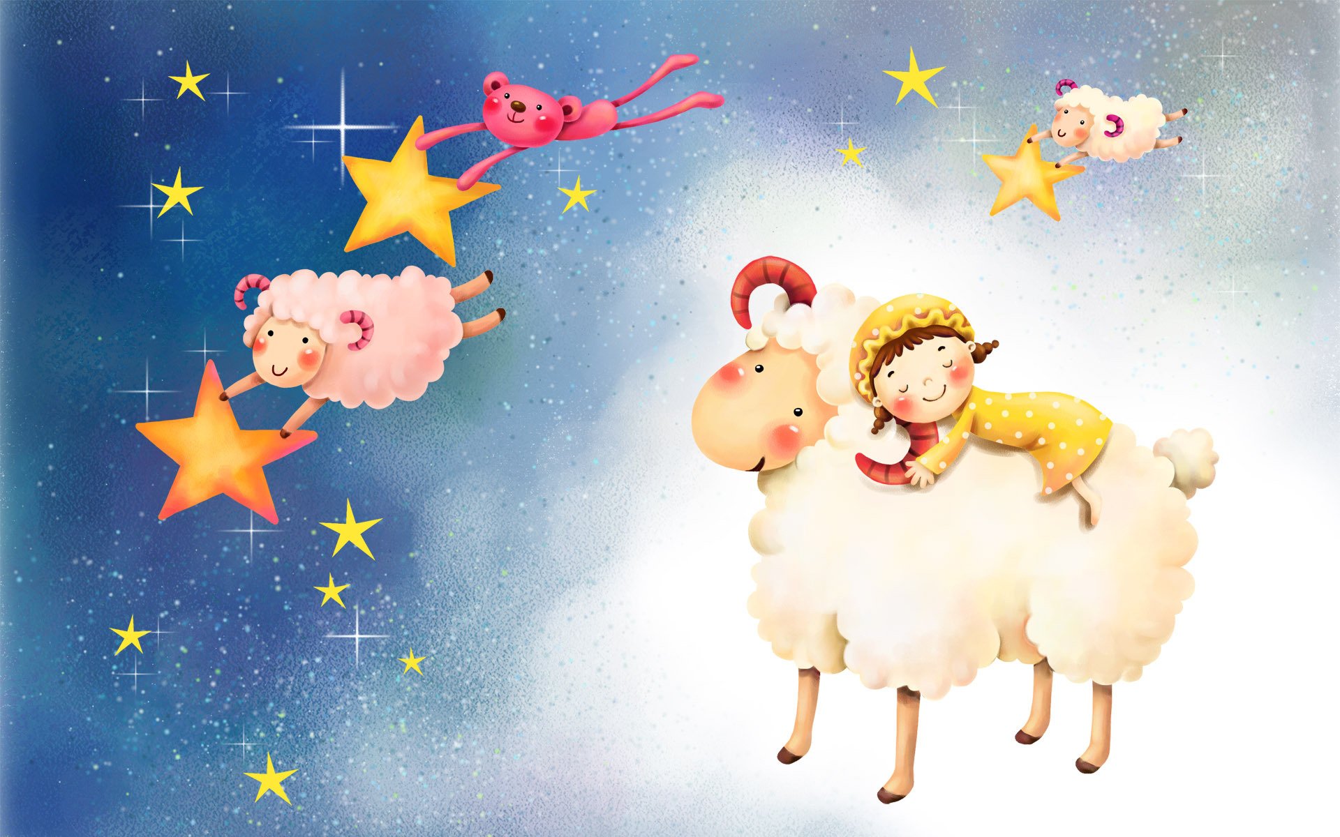 lamb star background for children wallpaper sleeping night