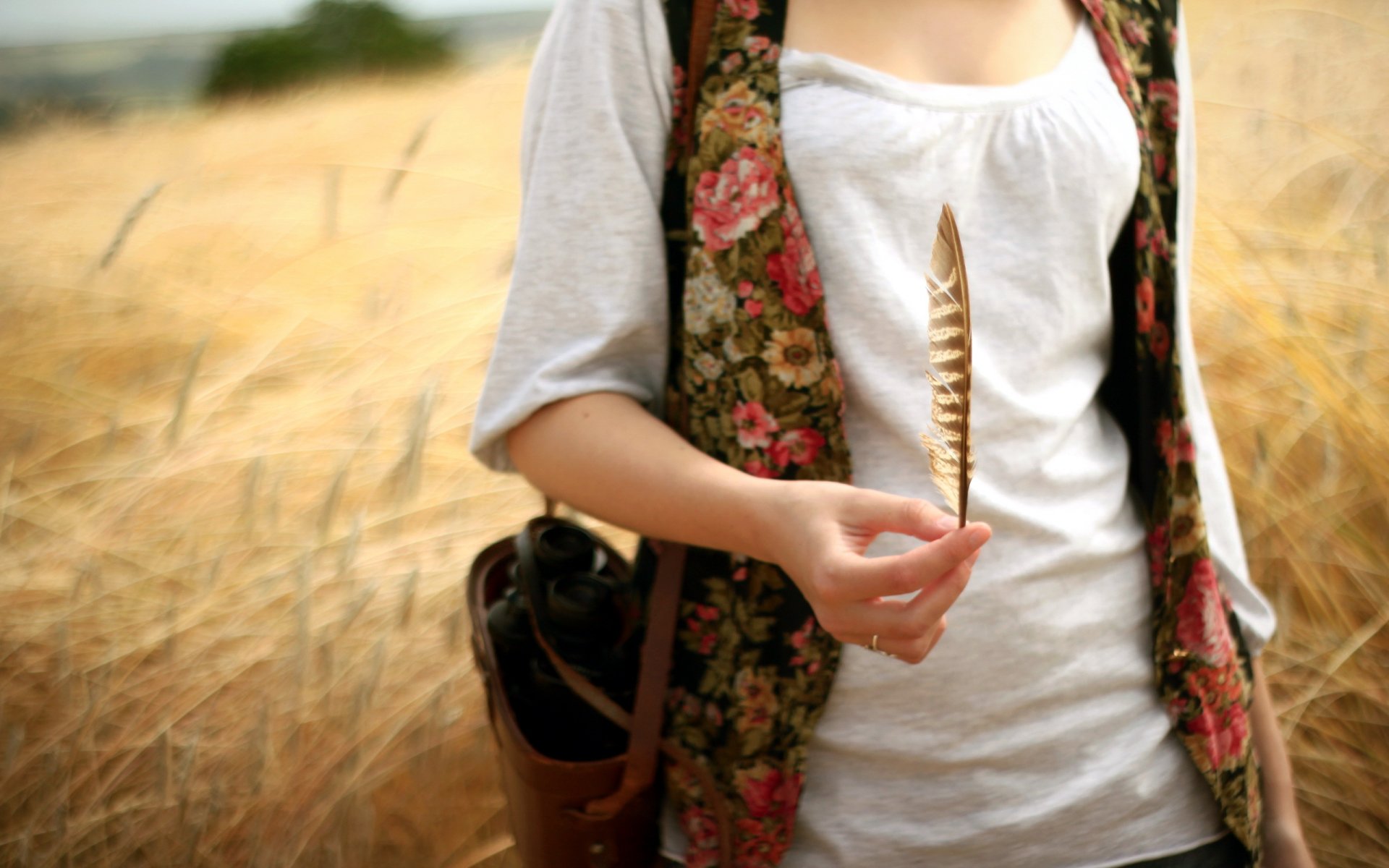 girl the field feather