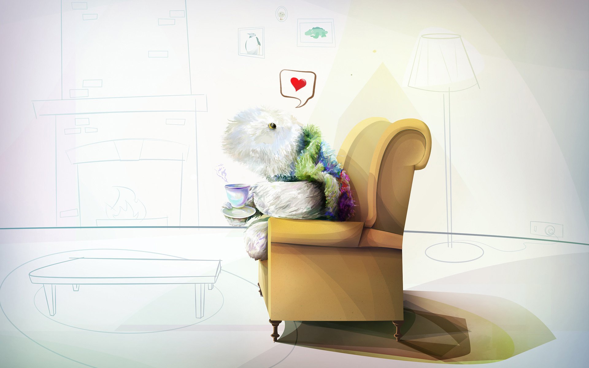 dessin chambre fauteuil style