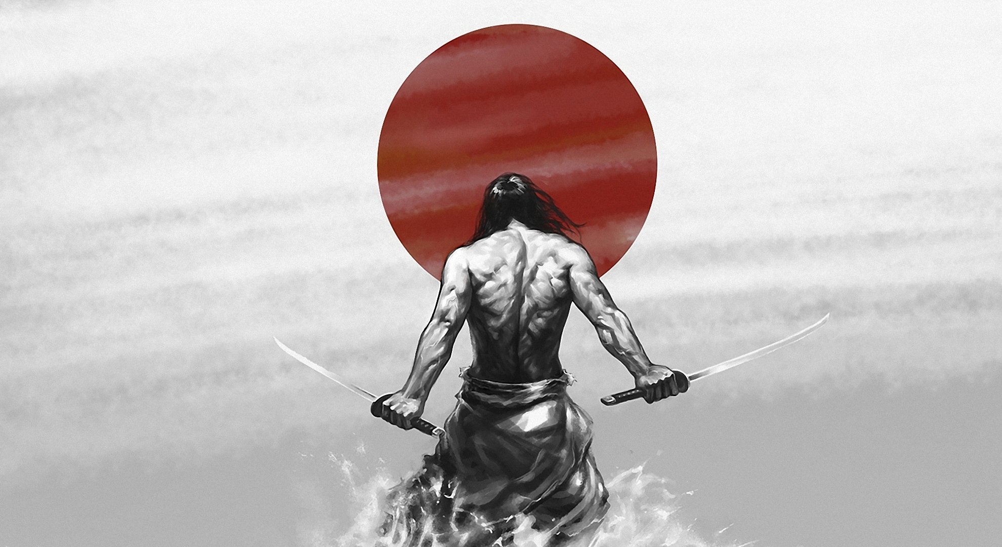 samouraï bushi katana japon soleil guerrier courage courage chemin de guerrier katana force muscle dessin papier peint