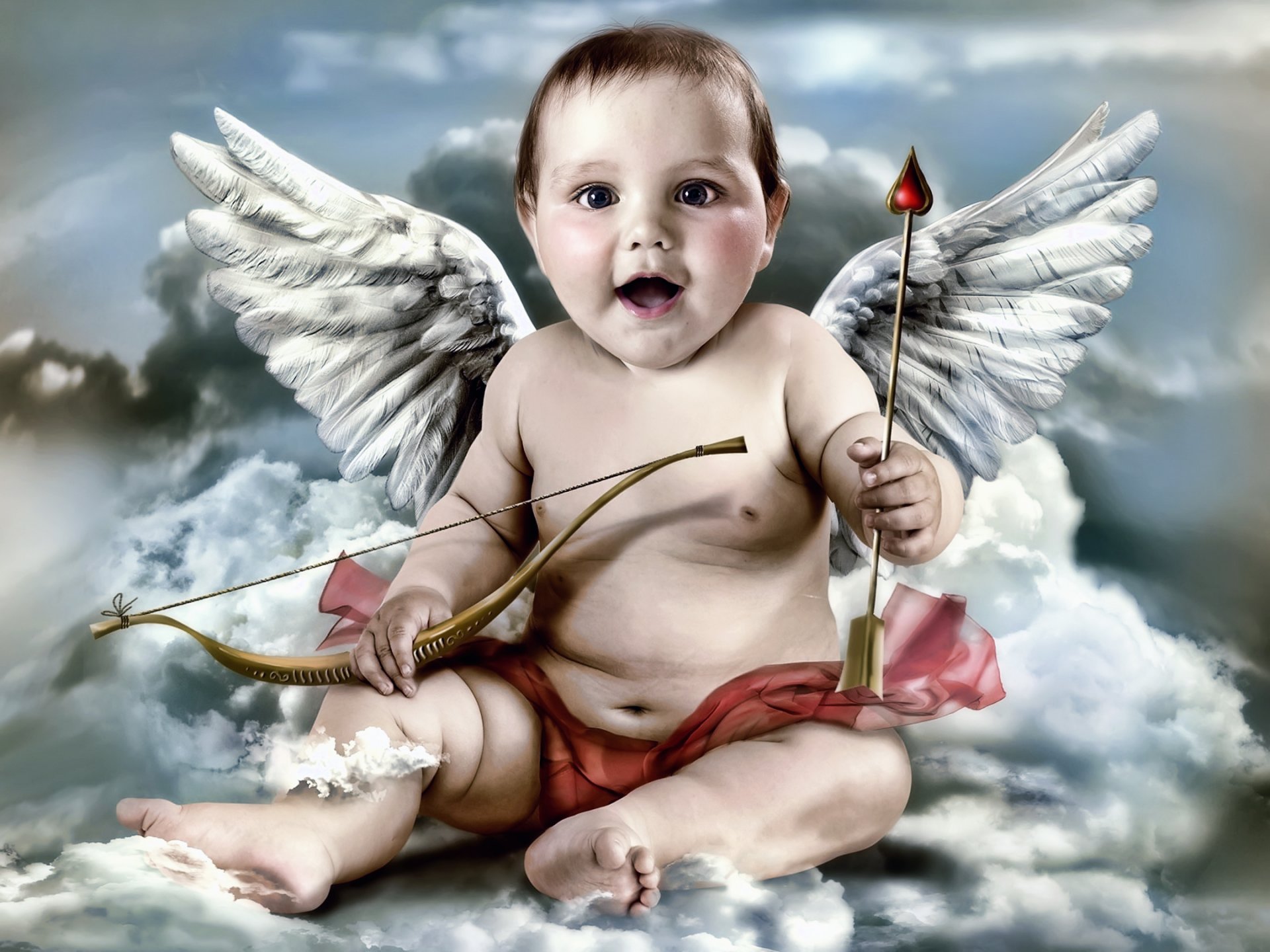 angel cupid wings arrow torment cloud