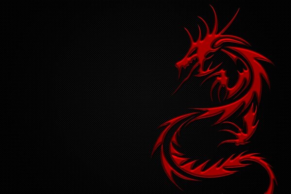 Red dragon on a black background