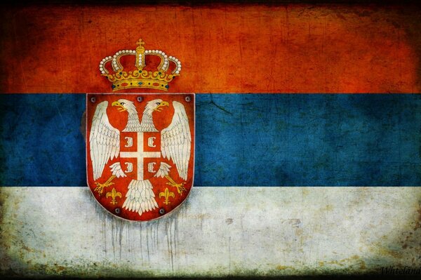 Flag of Serbia stained painted