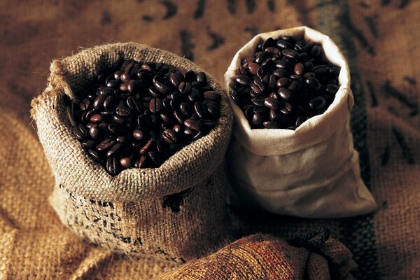 Coffee beans in small bags