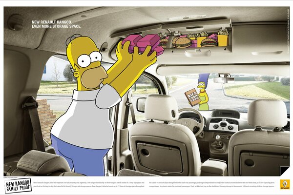 Anuncio de comida rápida con Simpson en renault