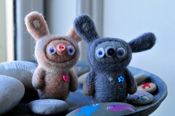 Soft toys made of handmade felt