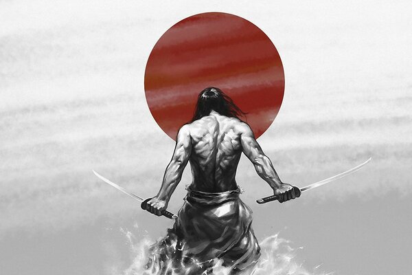 Arte pintura valiente Samurai Japón