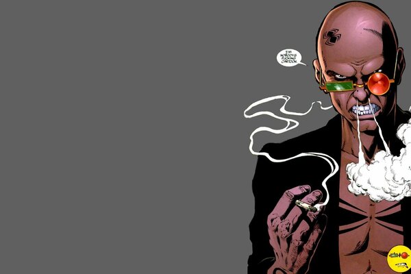 Eine Comic-Figur raucht eine Zigarette und gibt Rauch aus ihren Nasenlöchern frei