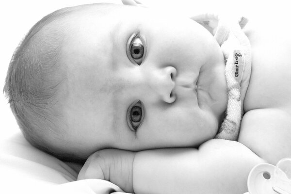 Beautiful baby eyes on a light background