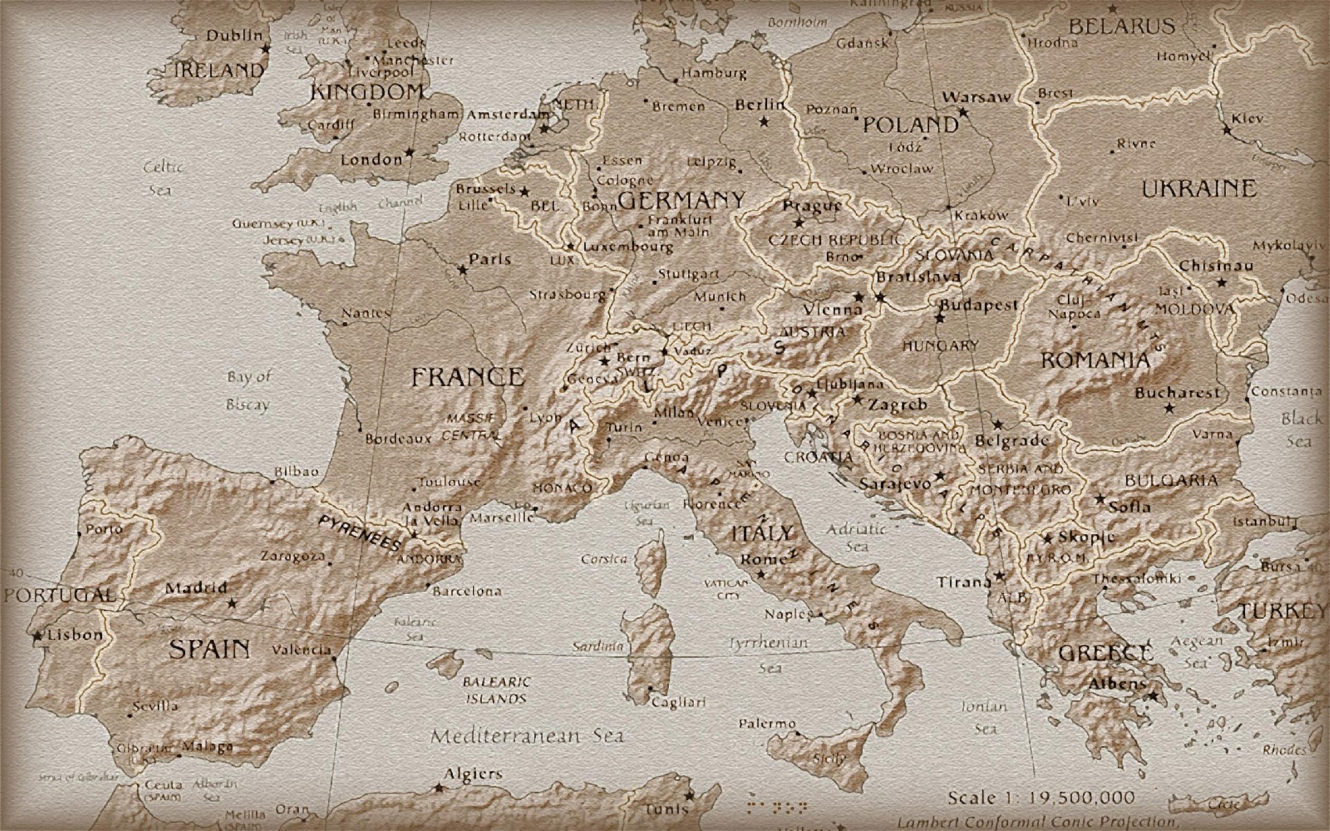 carte vue de dessus antique europe