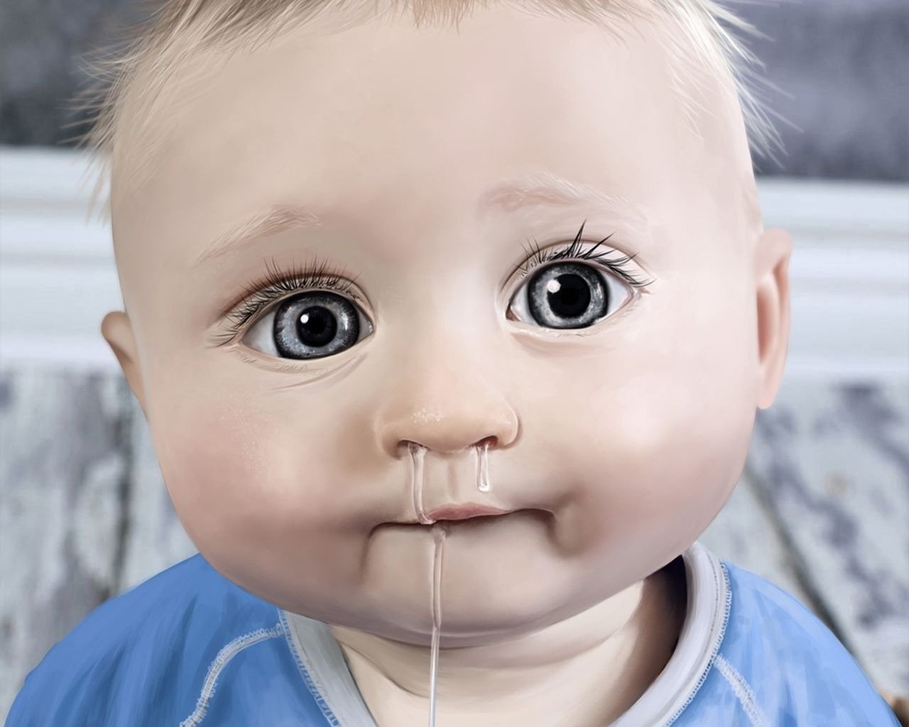 bebé niño ojos mocos labios dibujo