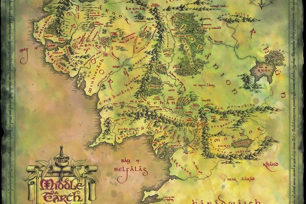 Mapa de la tierra media del Señor de los anillos