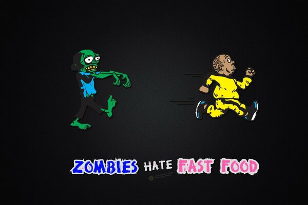 Zombie hates fast food man flees