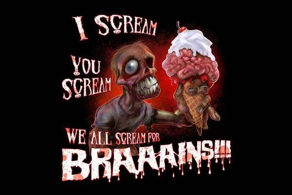 Zombies with brain ice cream and cherry