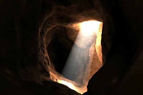 Luce penetrata nella grotta durante il viaggio