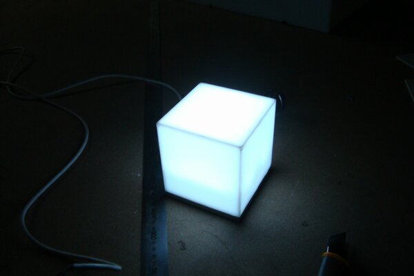 Homemade glowing lamp in the dark