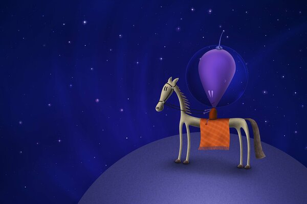 An alien on a horse in space