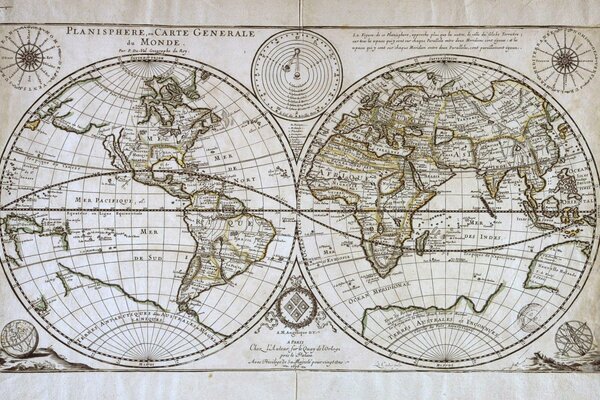 Mapa przedstawiająca półkule świata