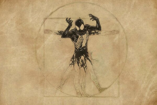 Человек-паук в изображении художника Леонардо да Винчи
