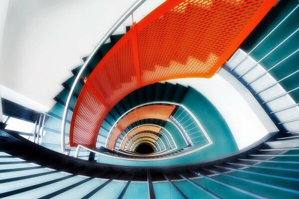 Designer staircase with bright railings