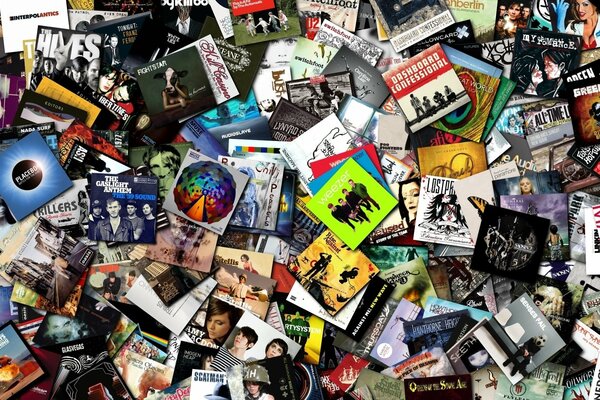 Collection de disques de musique jetés