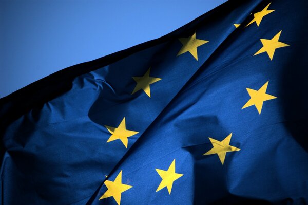 Yellow stars on a blue background of the European Union