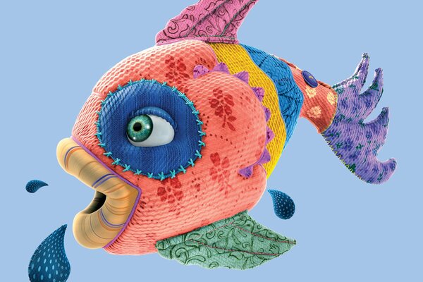 Pesce multicolore fatto di ritagli di tessuto