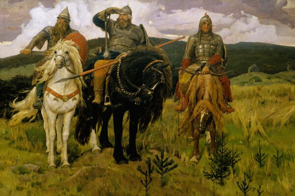 Classic vasnetsov Viktor Mikhailovich about three heroes on horseback