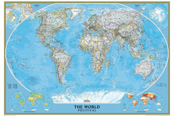 Political geographic map of the world