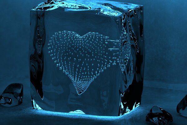 A heart made of air inside ice