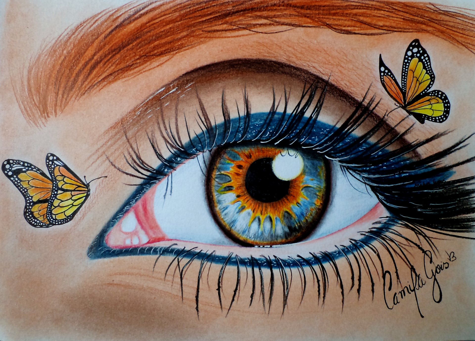 pintura ojo delineador de ojos maquillaje pestañas mirada mariposas