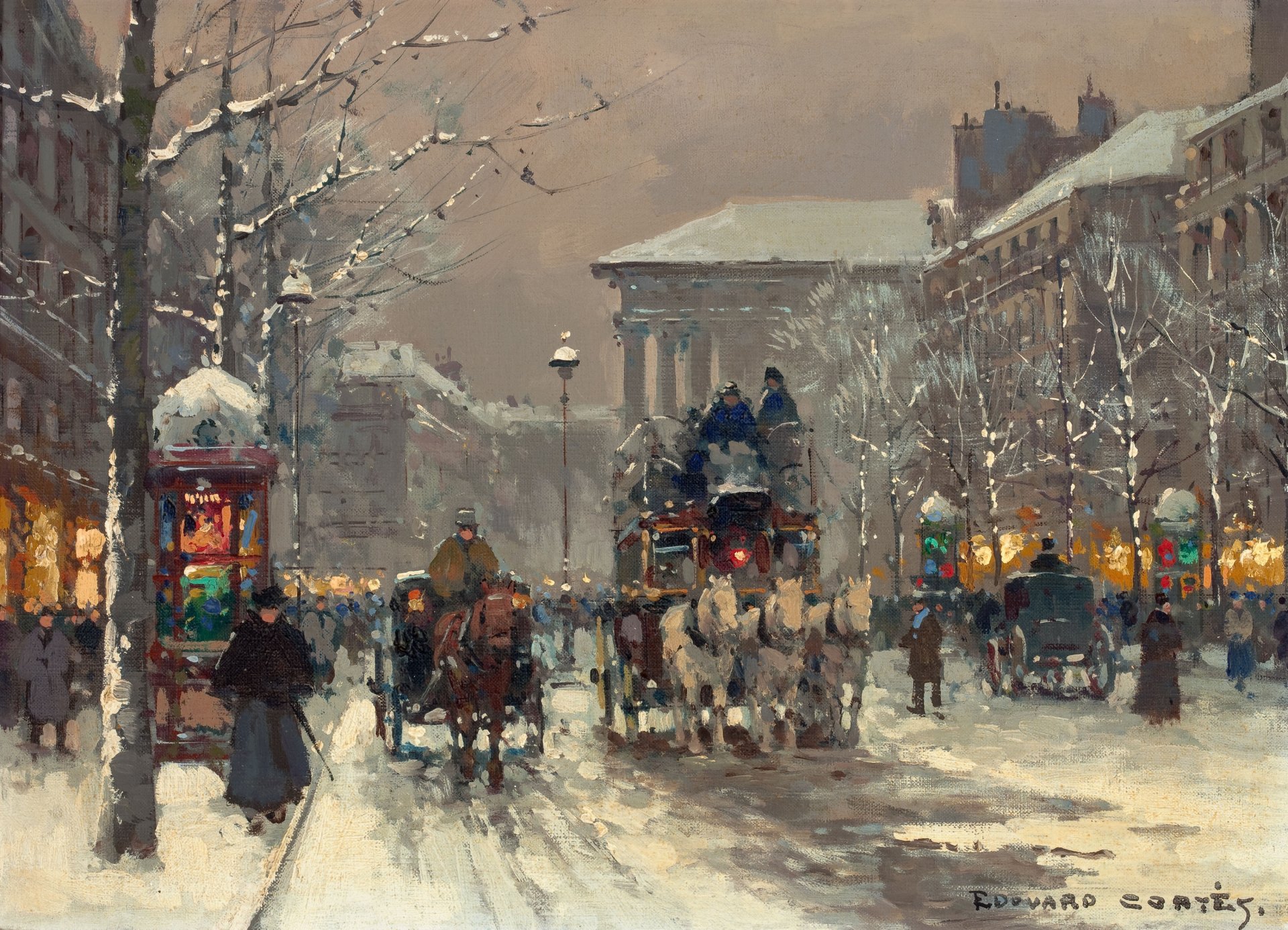 edouard cortes winter scene in paris 1930 s winter pari