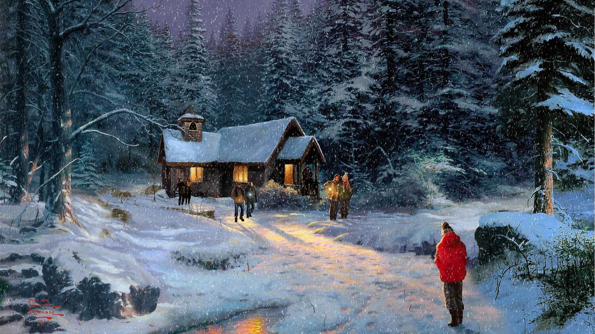 thomas kincaid christmas miracle painting kincaid beautiful cold dark night mysterious forest winter storm snow abandoned church eight wanderers light winter wonderful kind film